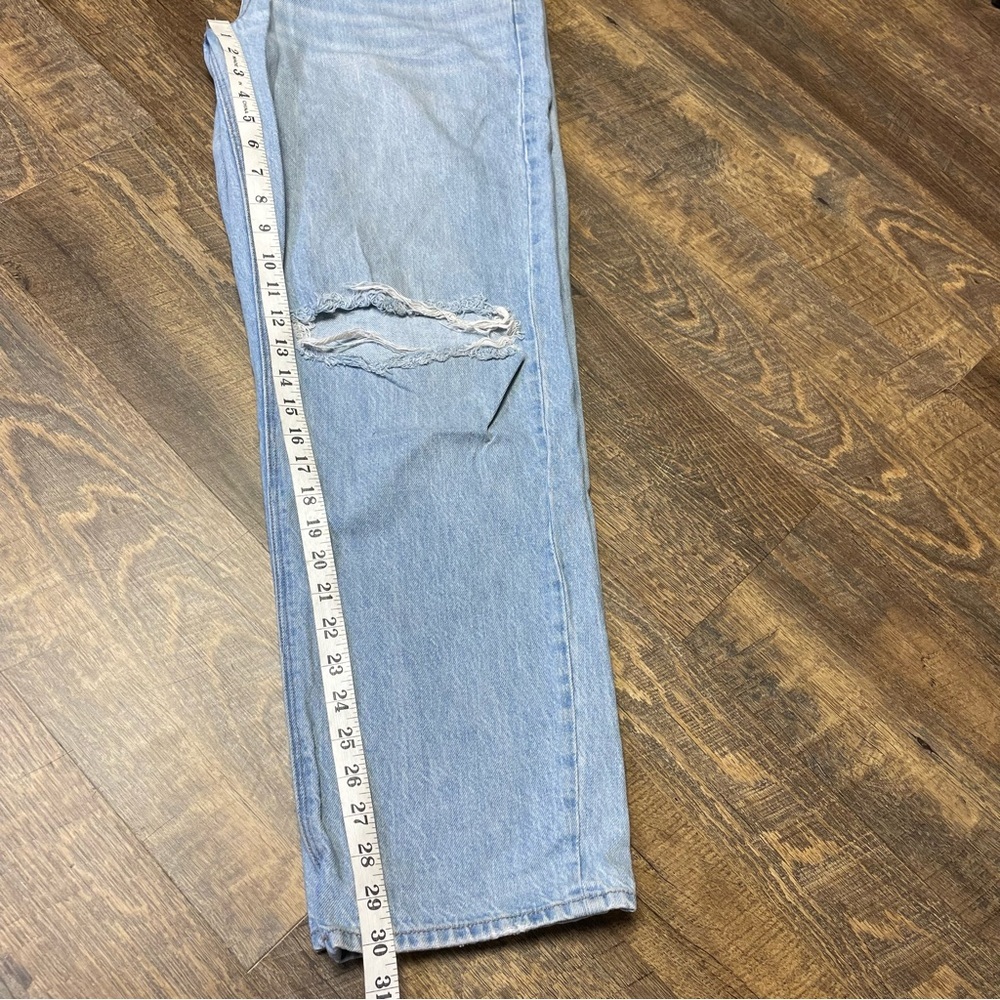 American Eagle Distressed 90s Straight Denim Jeans Womens 16 Destroyed Ripped - Picture 7 of 10
